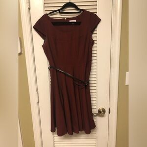 Calvin Klein deep red a line dress size 8